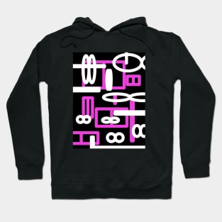 Pink  and black geometric abstract art desig Hoodie